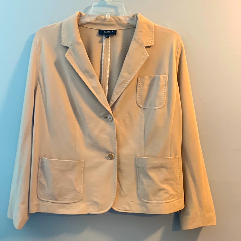 Talbots Tan 22WP Blazer. Cotton blend. Notched collar